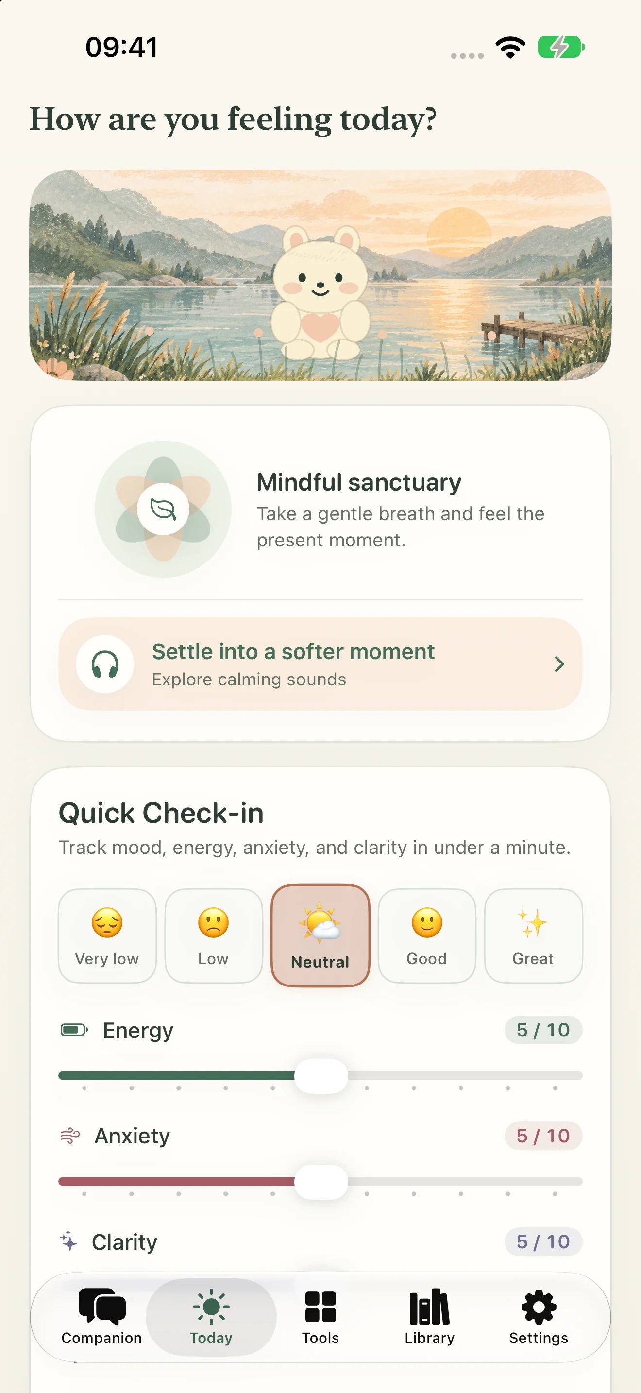 Mind Health: Check in with your mood and daily needs.