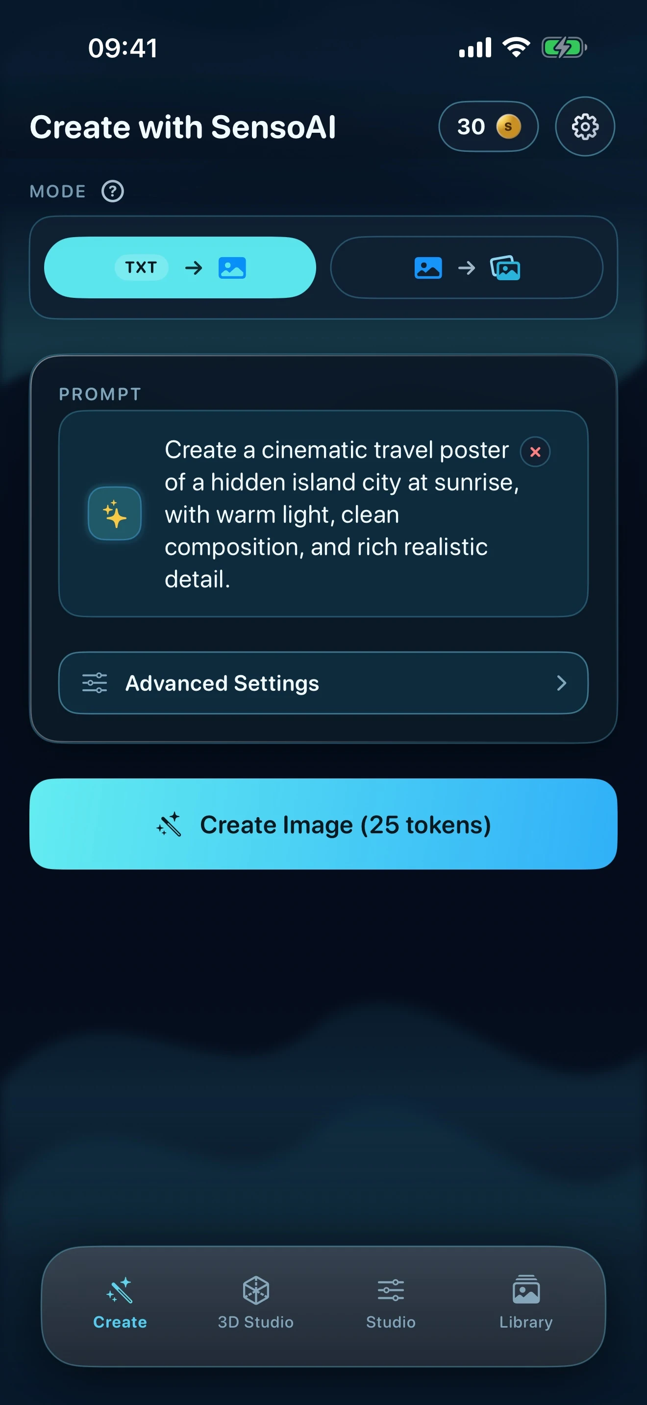 SensoAI create screen