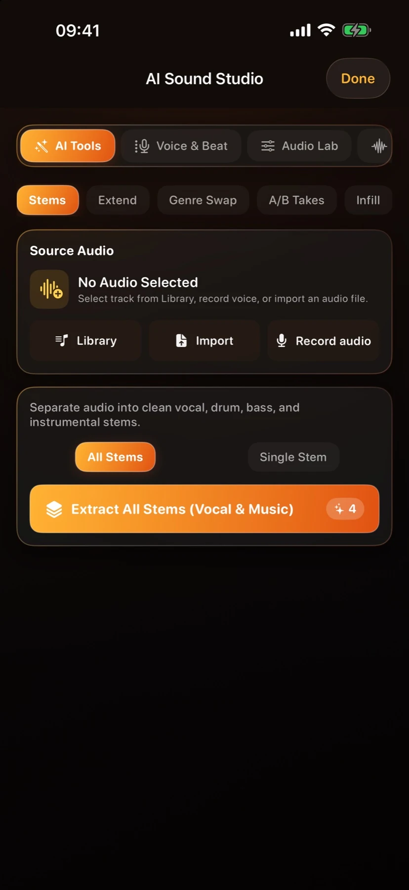 Current SensoSound Studio source audio and stem extraction tools