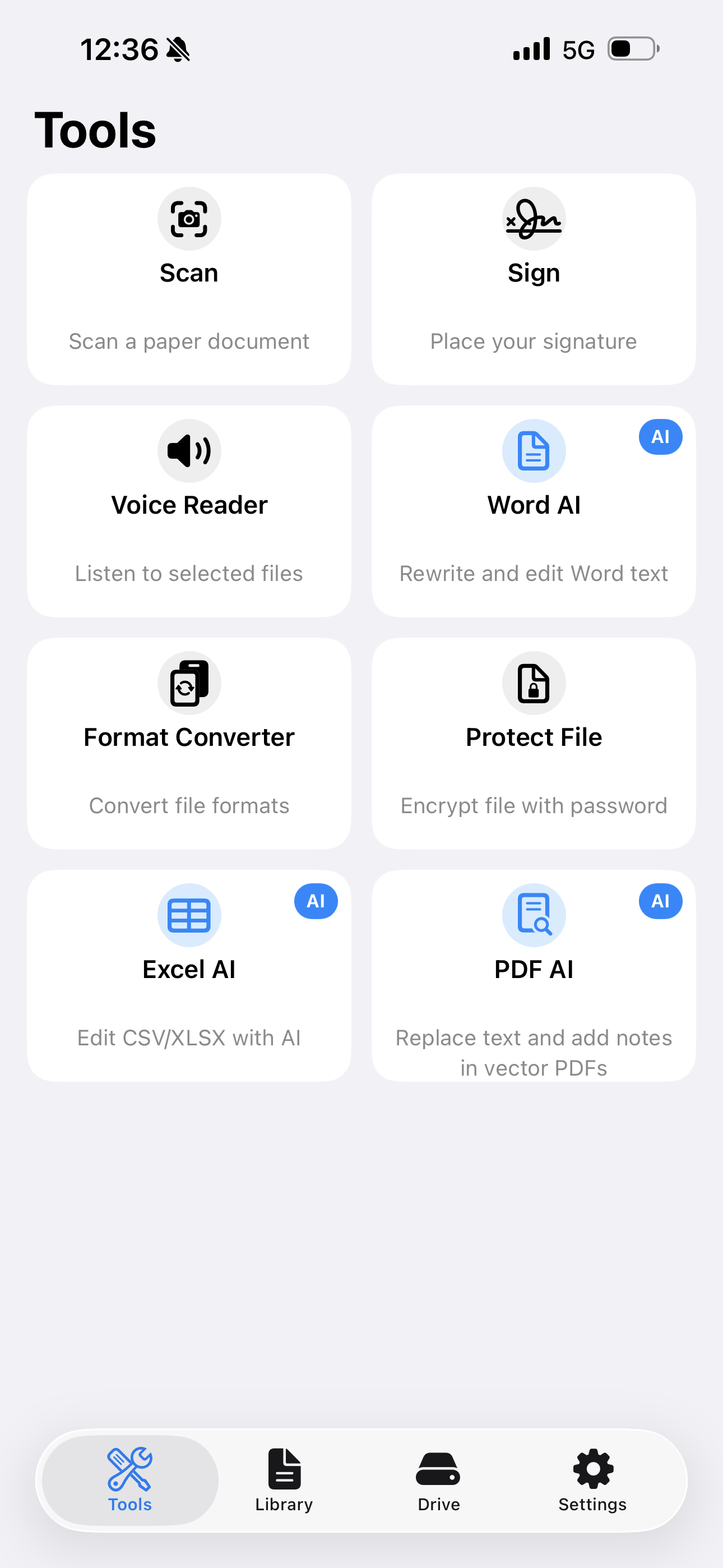 DocMind tools screen