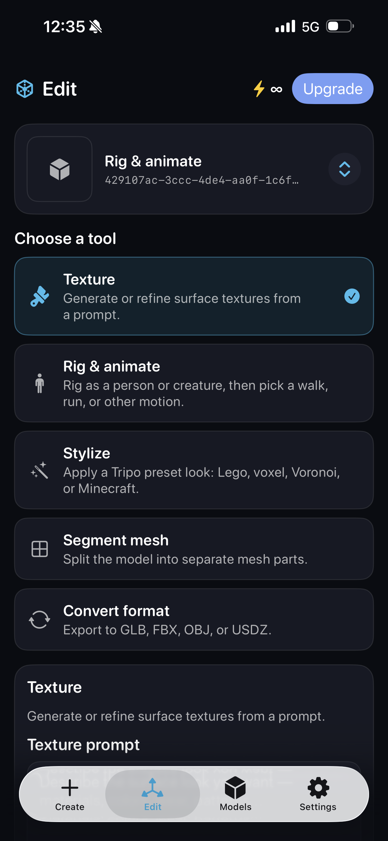 SensoAI 3D edit tools screen