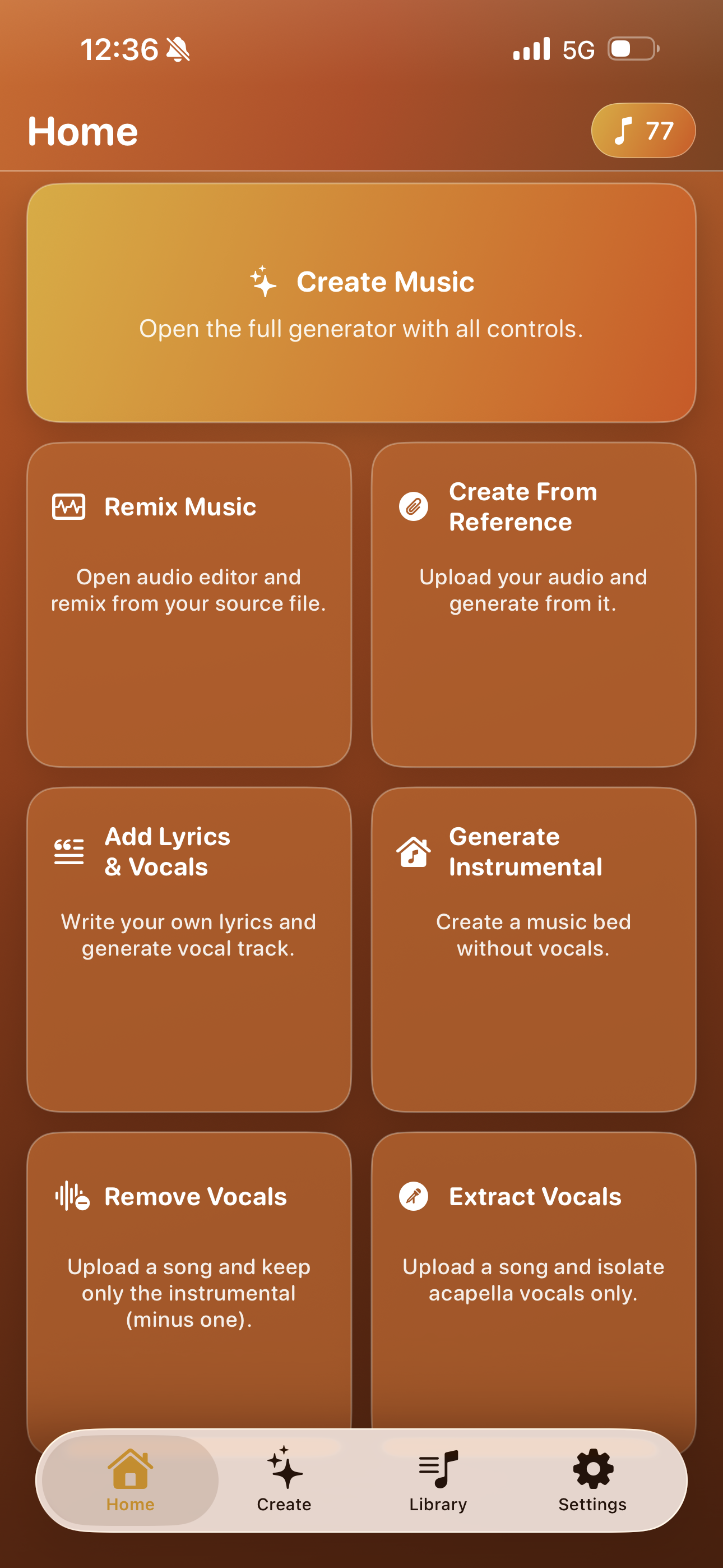 SensoSound home screen