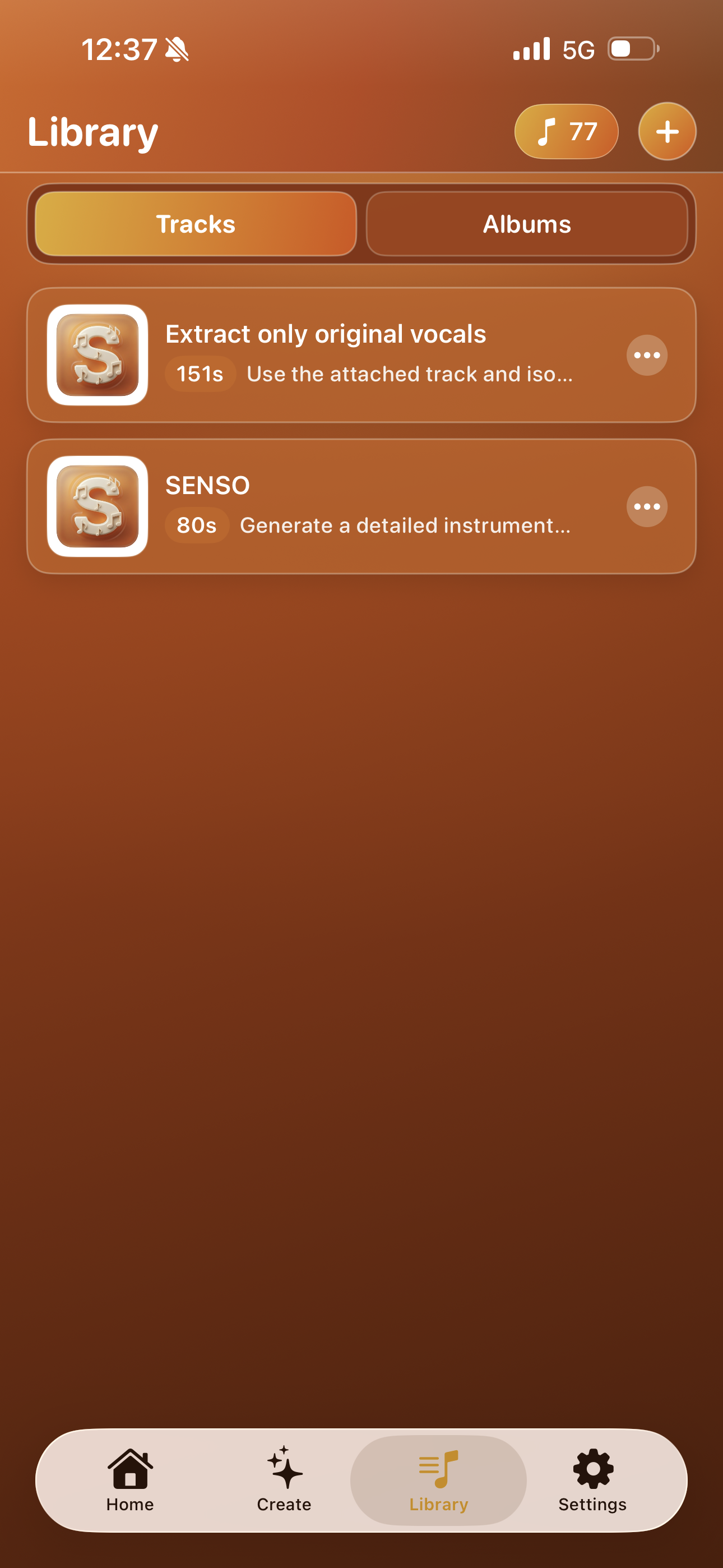 SensoSound library screen