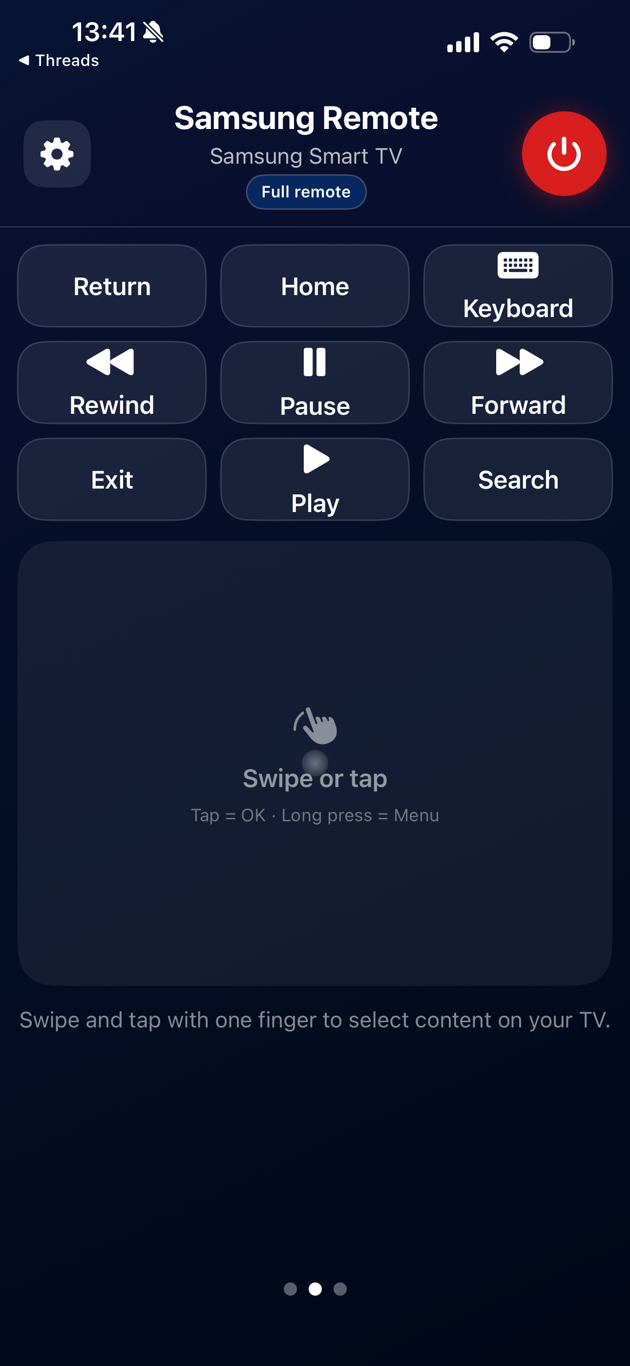 Universal Remote app launcher screen